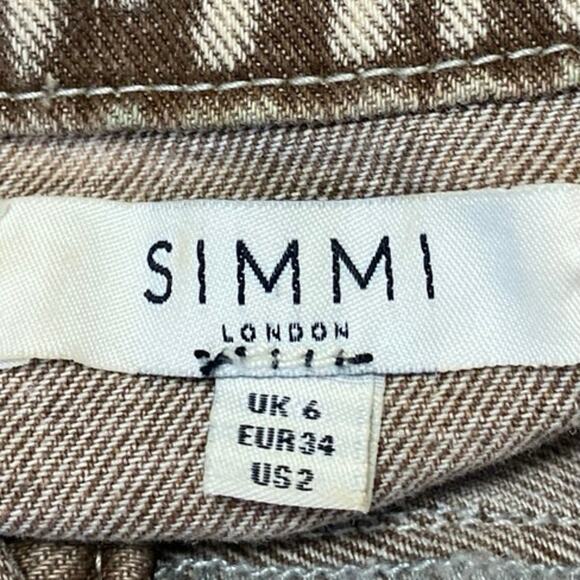 Simmi Women's Beige Washed Long Sleeve Cropped Full Zip Denim Jean Jacket Size 2 - Picture 3 of 4